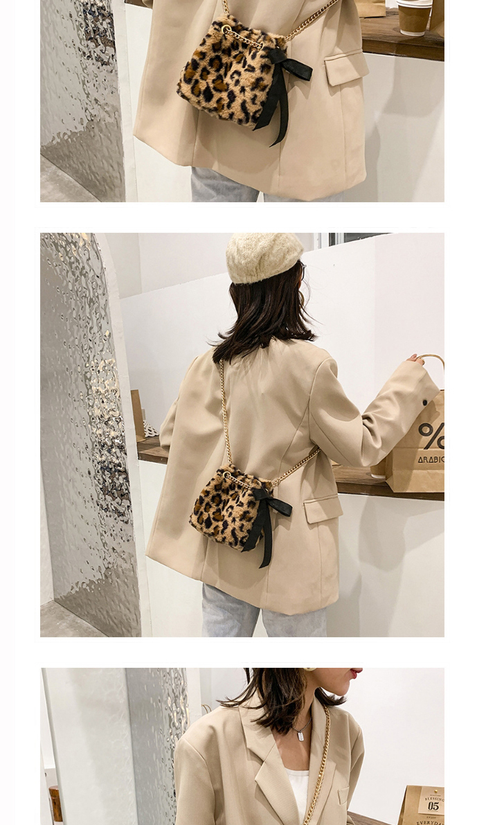 Fashion Green Leopard Print Plush Chain Shoulder Crossbody Bag,Handbags