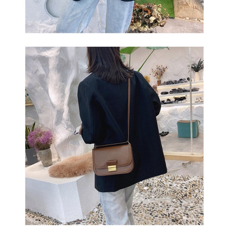 Fashion Brown Flap Lock Solid Color Crossbody Shoulder Bag,Handbags