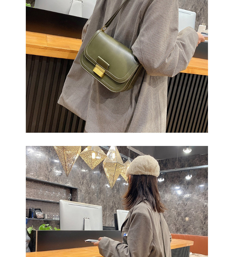 Fashion Green Flap Lock Solid Color Crossbody Shoulder Bag,Handbags
