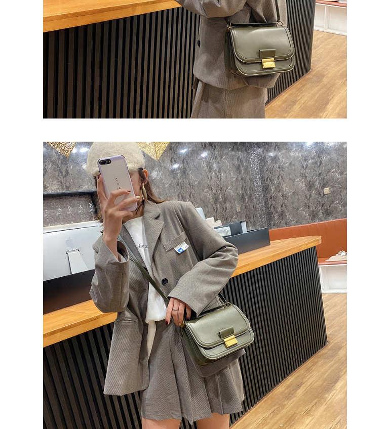 Fashion Green Flap Lock Solid Color Crossbody Shoulder Bag,Handbags