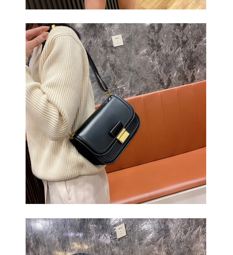 Fashion Black Flap Lock Solid Color Crossbody Shoulder Bag,Handbags