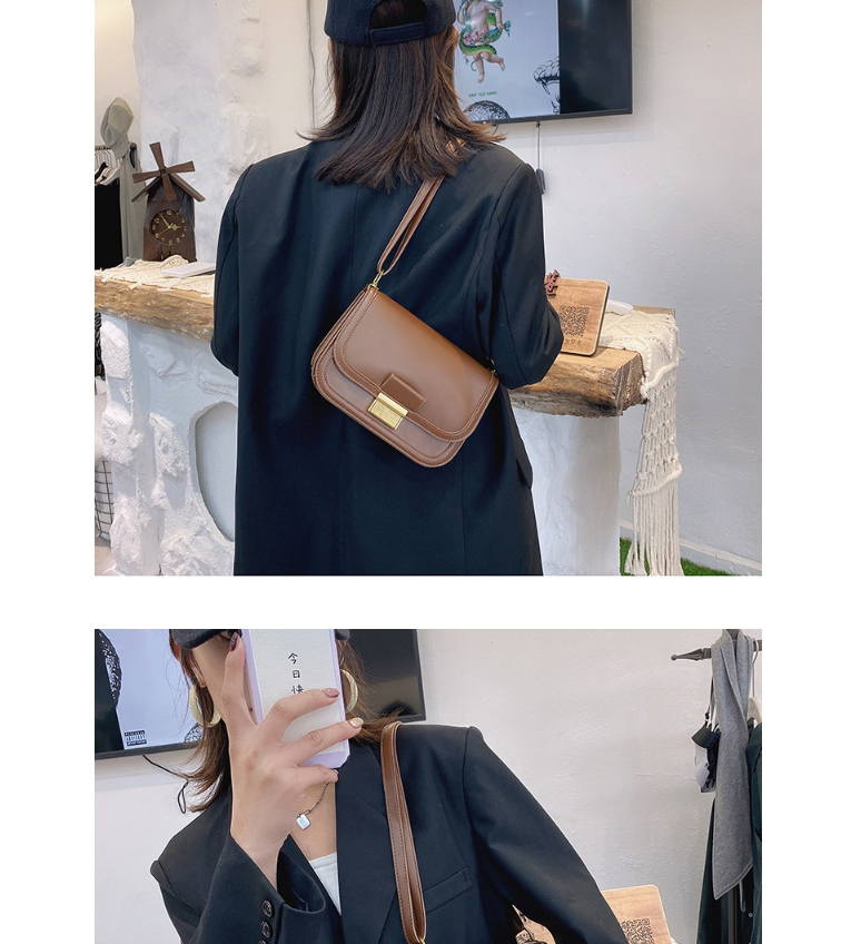 Fashion Brown Flap Lock Solid Color Crossbody Shoulder Bag,Handbags