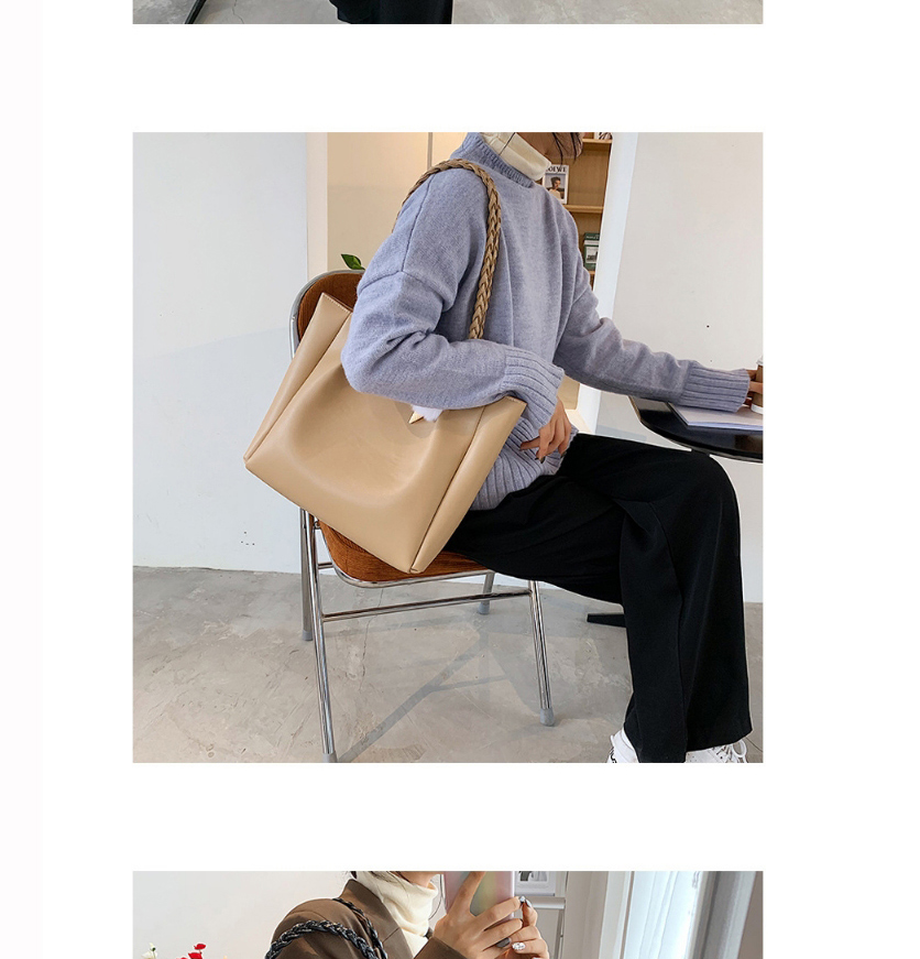 Fashion Khaki Large Capacity Chain Gilt Letter Shoulder Bag,Handbags