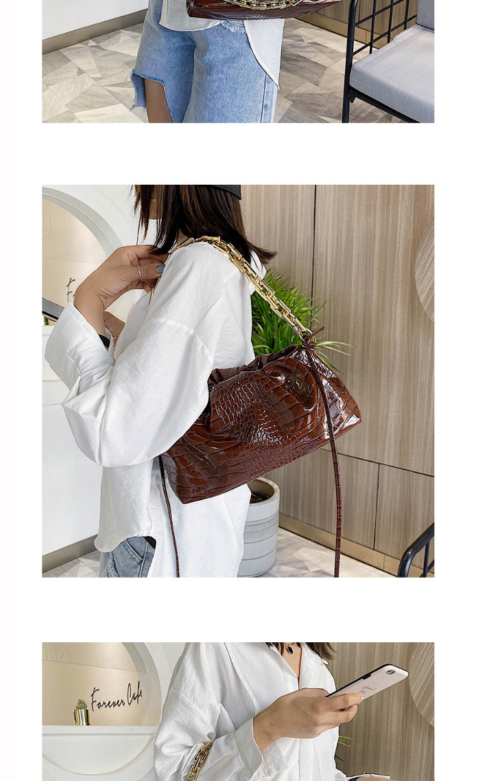Fashion Beige Crocodile Pattern Chain Shoulder Messenger Bag,Handbags