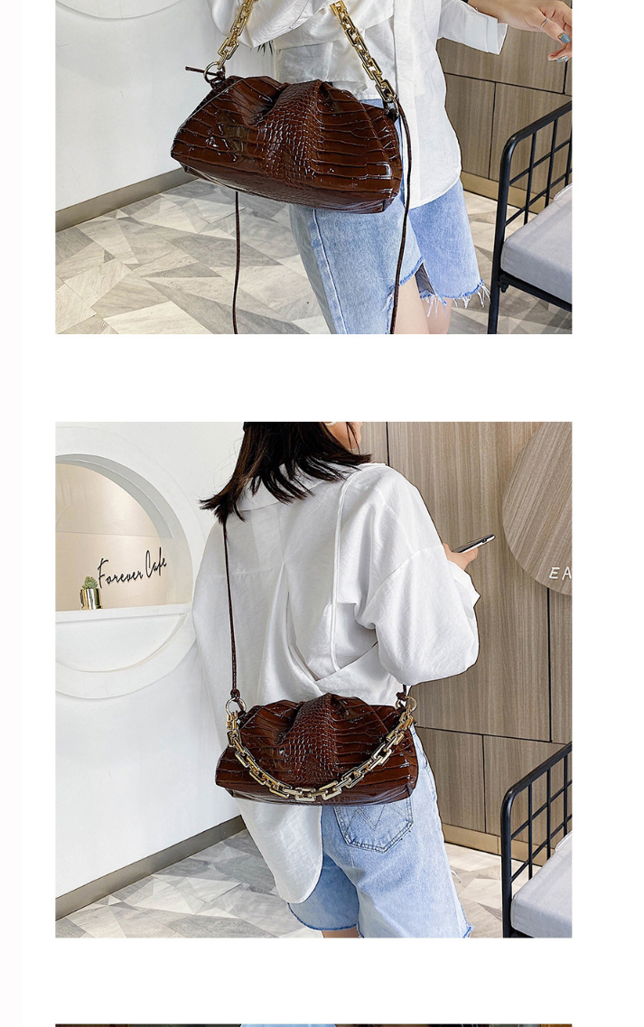 Fashion Coffee Color Crocodile Pattern Chain Shoulder Crossbody Bag,Handbags
