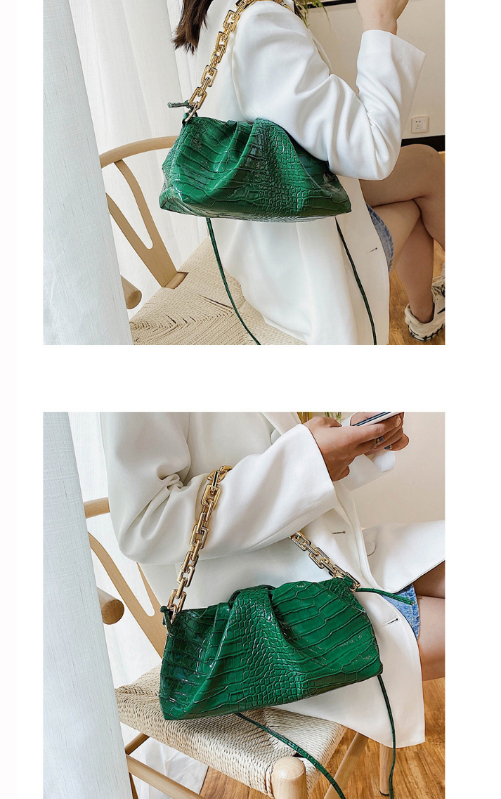 Fashion Green Crocodile Pattern Chain Shoulder Crossbody Bag,Handbags