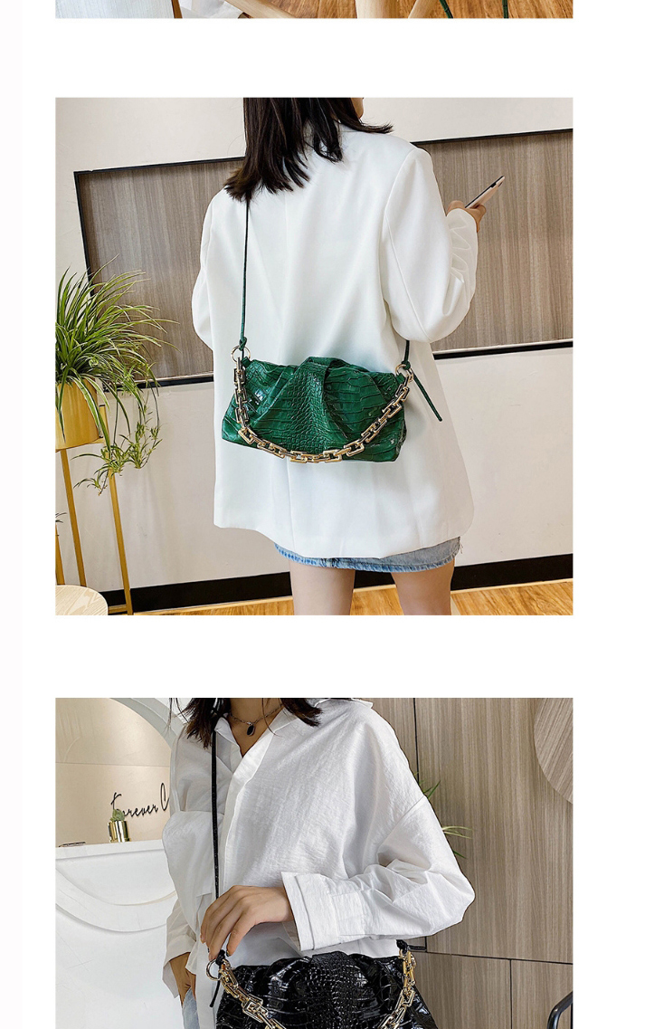 Fashion Green Crocodile Pattern Chain Shoulder Crossbody Bag,Handbags