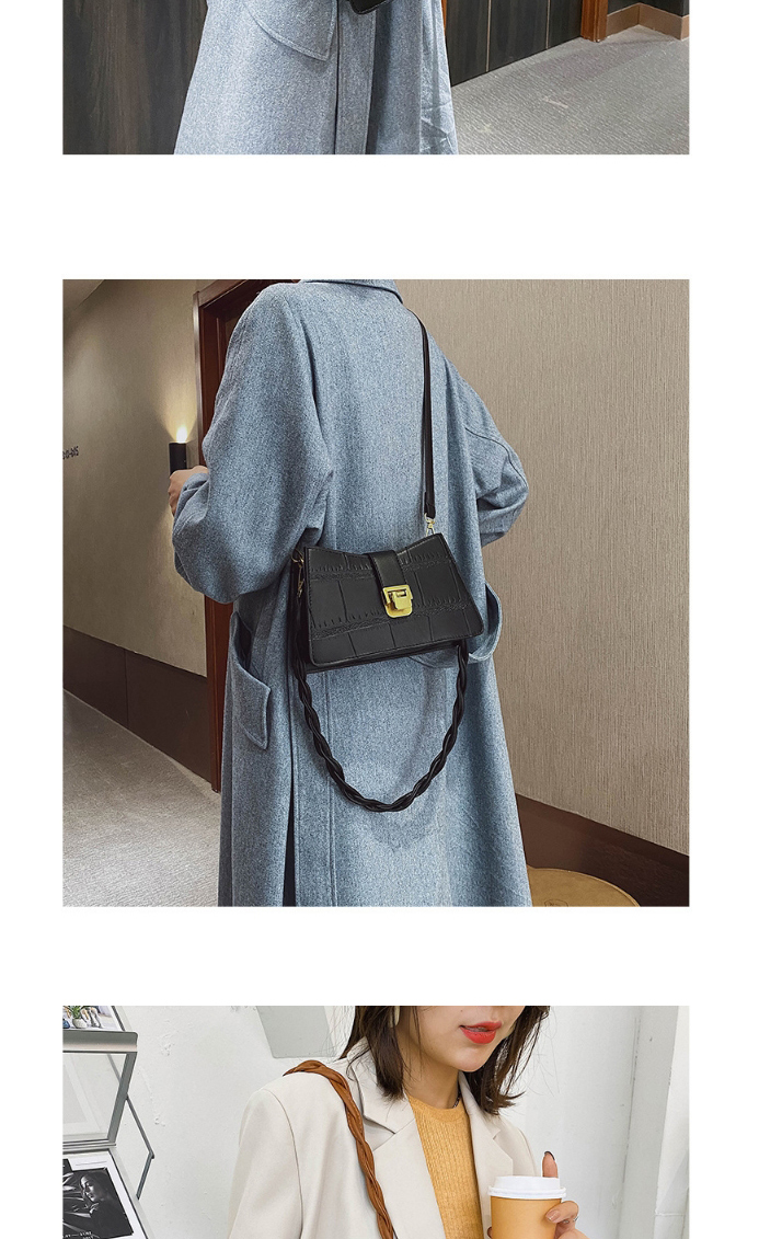 Fashion Black Stone Pattern Lock Shoulder Crossbody Bag,Handbags