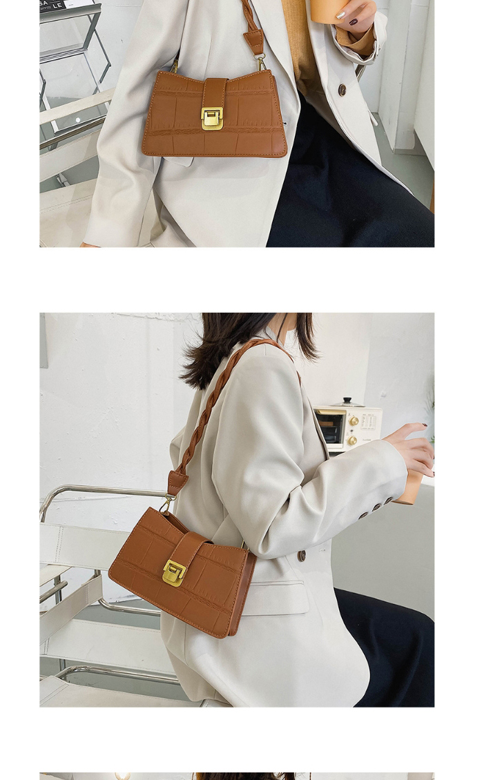 Fashion Black Stone Pattern Lock Shoulder Crossbody Bag,Handbags
