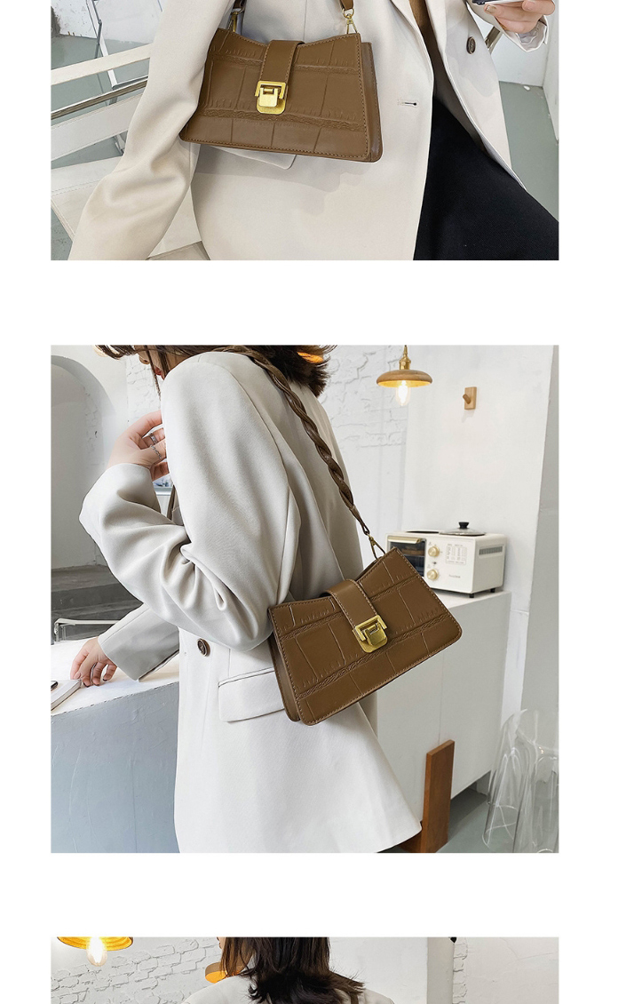 Fashion Brown Stone Pattern Lock Shoulder Crossbody Bag,Handbags