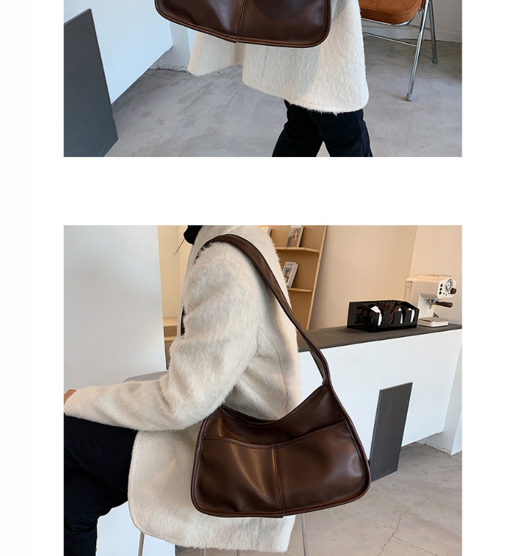 Fashion Black Large Capacity Solid Color Stitching Shoulder Bag,Handbags