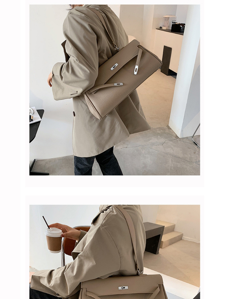 Fashion Black Locking Solid Color Flap One-shoulder Crossbody Bag,Handbags