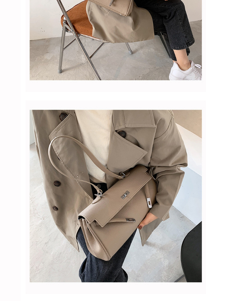 Fashion Creamy-white Lock Solid Color Flap One-shoulder Crossbody Bag,Handbags