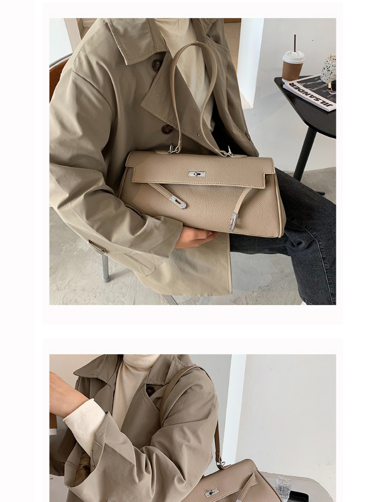 Fashion Green Locking Solid Color Flap One-shoulder Crossbody Bag,Handbags