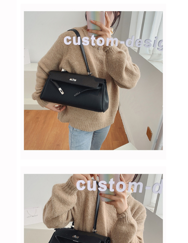 Fashion Brown Locking Solid Color Flap One-shoulder Crossbody Bag,Handbags