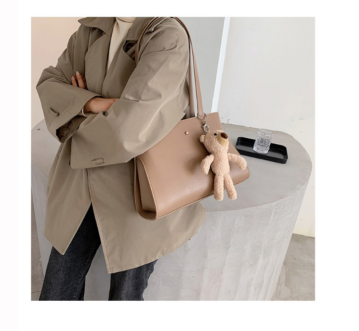 Fashion Brown Bear Doll Solid Color One-shoulder Armpit Bag,Handbags