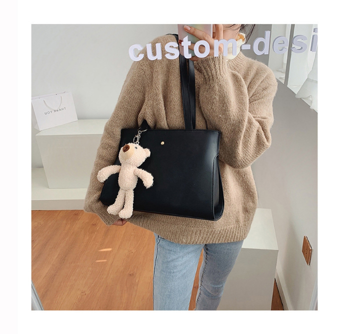 Fashion Coffee Color Bear Doll Solid Color One-shoulder Armpit Bag,Handbags