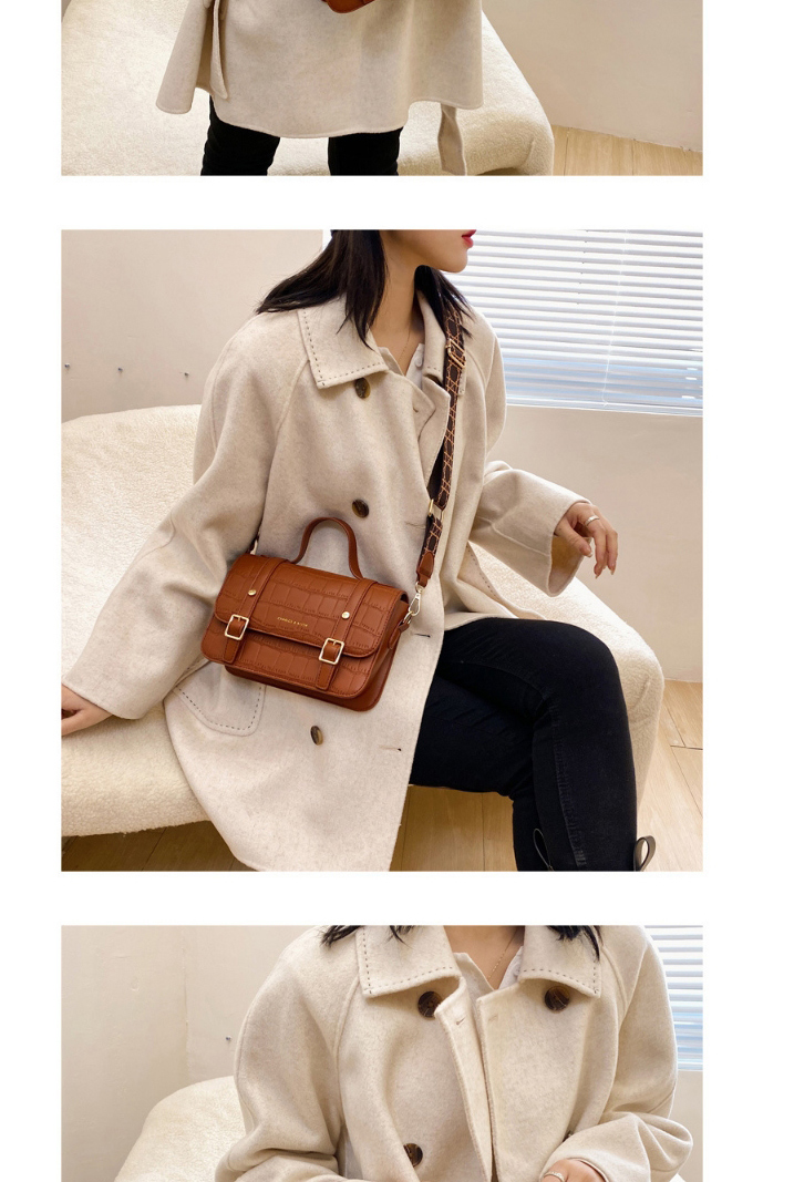 Fashion Brown Crocodile Pattern Wide Shoulder Strap One-shoulder Cross Bag,Handbags