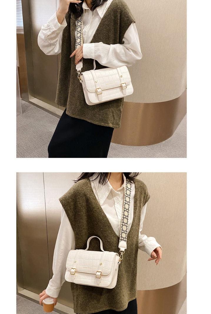 Fashion Khaki Crocodile Pattern Wide Shoulder Strap One-shoulder Cross Bag,Handbags