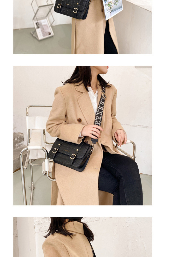 Fashion Khaki Crocodile Pattern Wide Shoulder Strap One-shoulder Cross Bag,Handbags