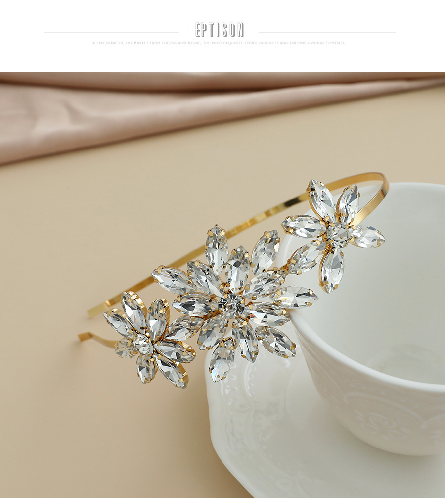 Fashion White Alloy Diamond Flower Headband,Head Band