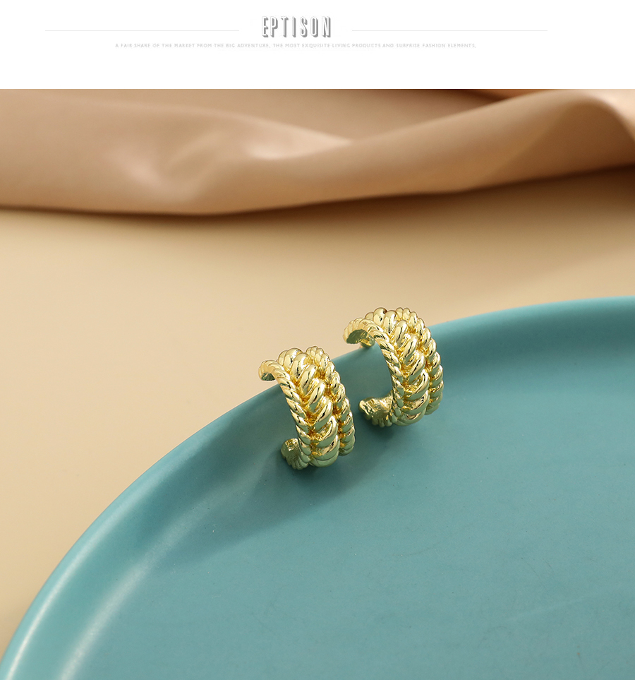 Fashion Gold Color Alloy Braided Geometric Stud Earrings,Stud Earrings