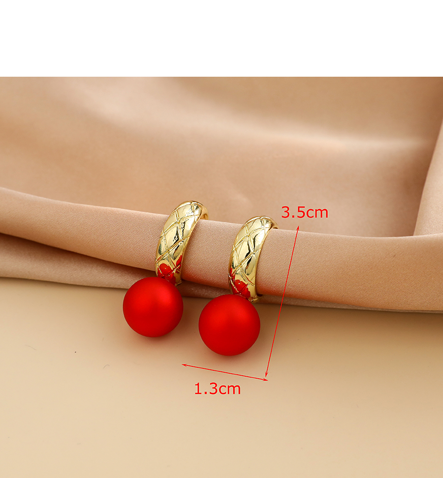 Fashion Red Alloy Pearl Geometric Stud Earrings,Stud Earrings