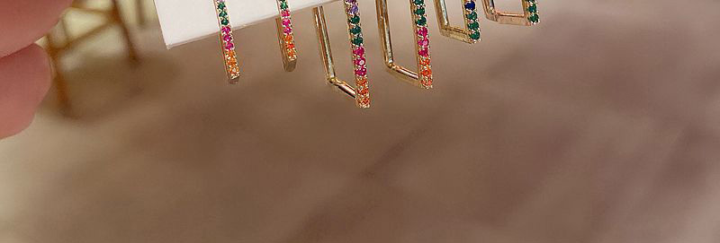 Fashion Gold Plated Color Set Of Diamond-set Geometric Earrings,Jewelry Set
