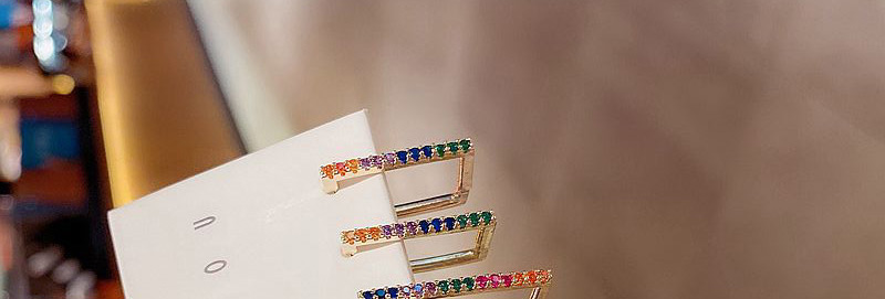 Fashion Gold Plated Color Set Of Diamond-set Geometric Earrings,Jewelry Set