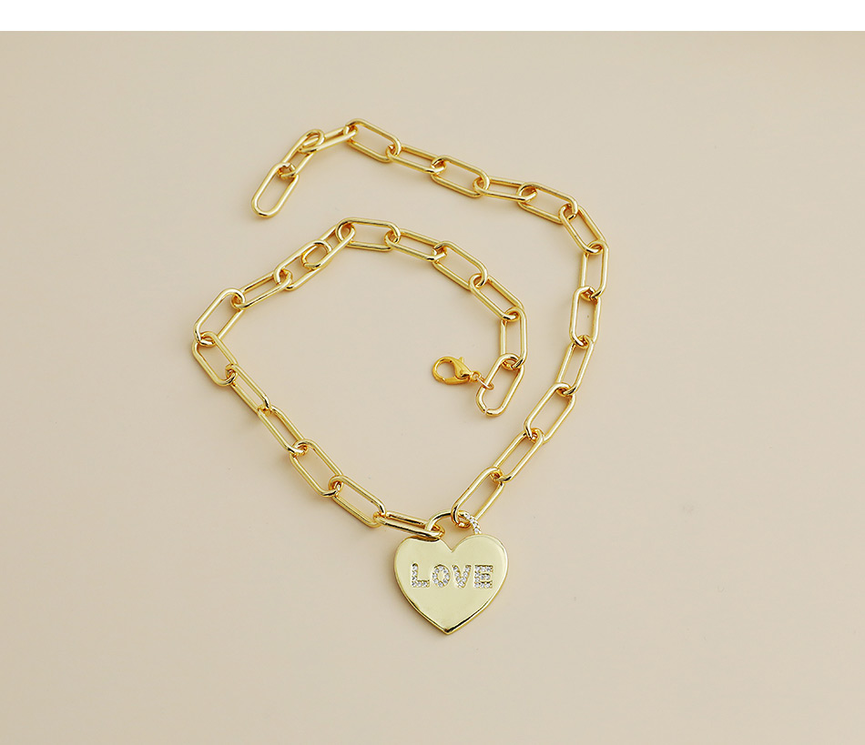Fashion Gold Color Copper Inlaid Zircon Love Letter Love Necklace,Necklaces