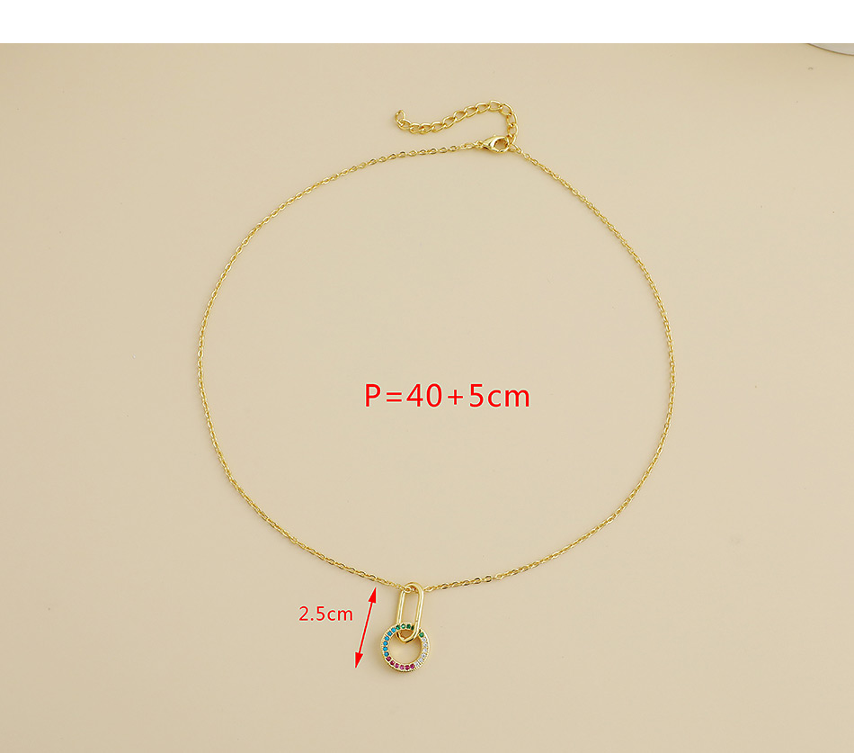 Fashion Color Copper Inlaid Zircon Round Necklace,Necklaces