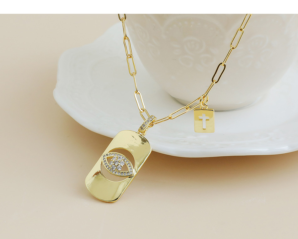 Fashion Gold Color Copper Inlaid Zircon Cross Necklace,Necklaces