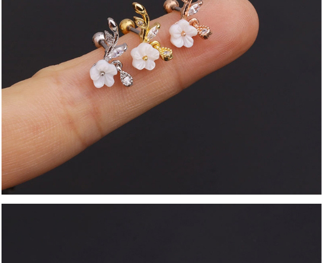 Fashion Cross Rose Gold Stainless Steel Screw Pearl And Diamond Geometric Earrings,Earrings