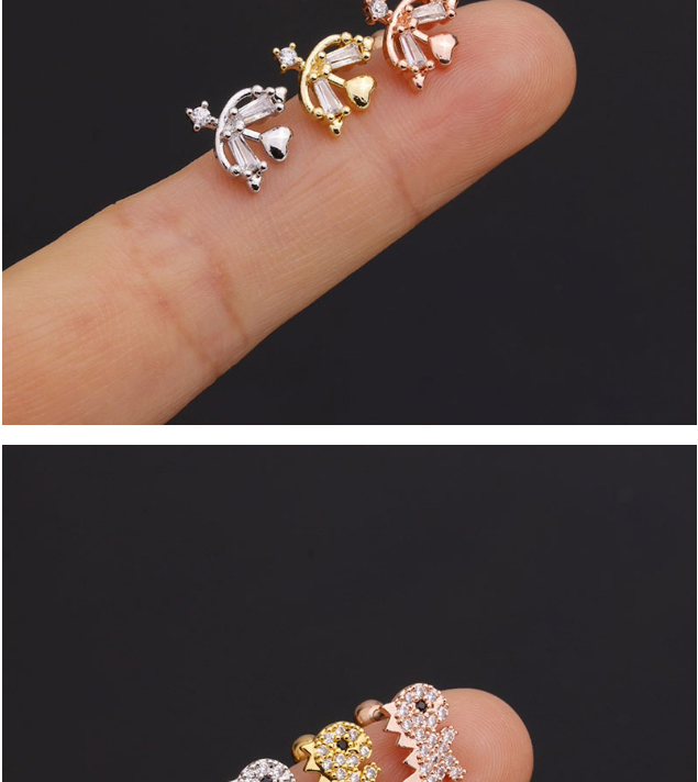 Fashion Geometric Gold Stainless Steel Flower Diamond Pearl Butterfly Geometric Earrings,Earrings