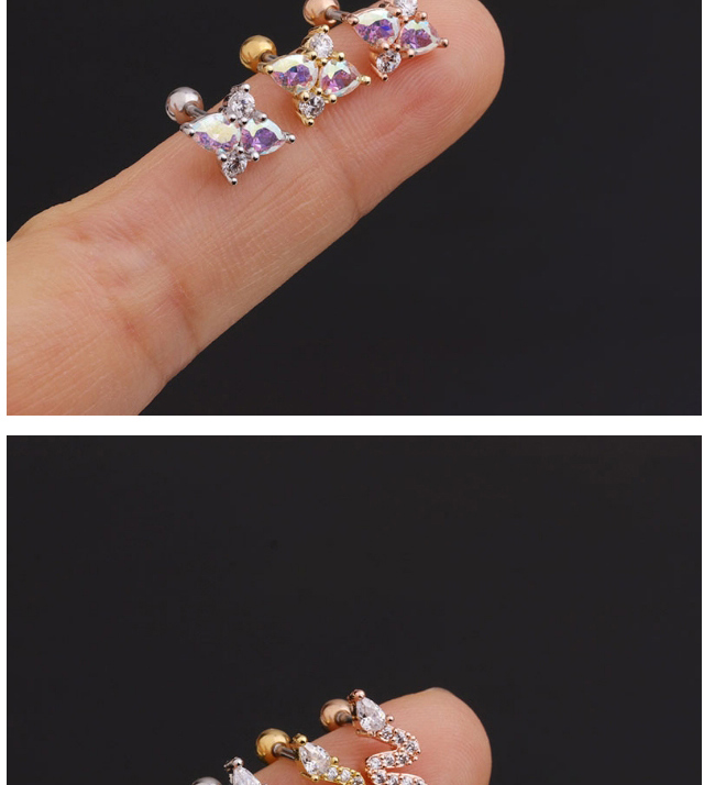 Fashion Flower Gold Micro-inlaid Zircon Stainless Steel Geometric Earrings,Earrings