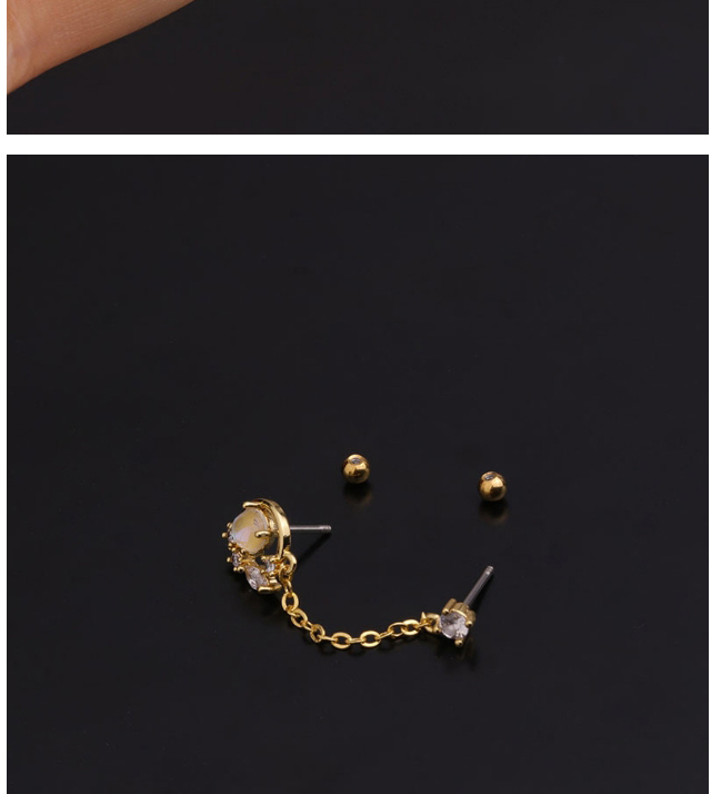 Fashion Serpentine Rose Gold Micro-inlaid Zircon Stainless Steel Geometric Earrings,Earrings
