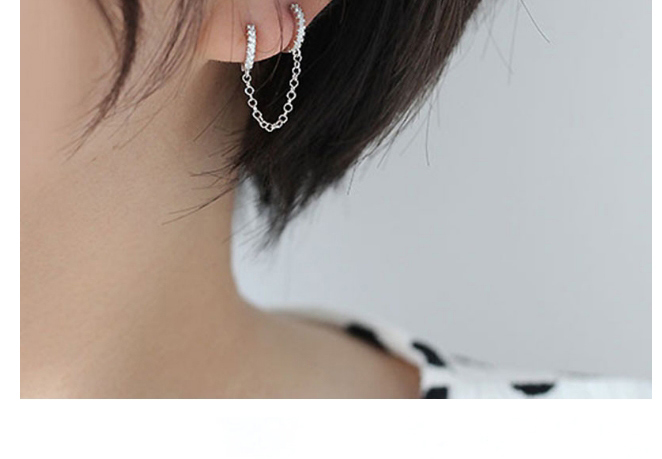 Fashion Silver Micro-inlaid Zircon Round Double Pierced Earrings,Earrings