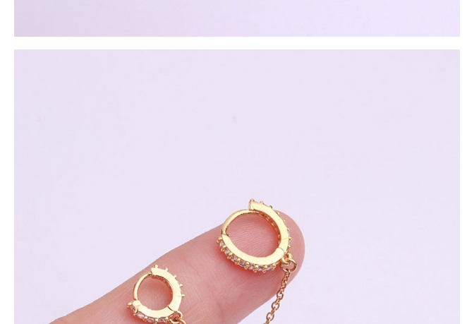 Fashion Golden Micro-inlaid Zircon Round Double Pierced Earrings,Earrings