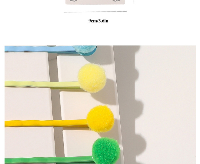 Fashion Rainbow Fur Ball Word Clip Set Matte Ball Hit Color Childrens Word Folder,Hairpins