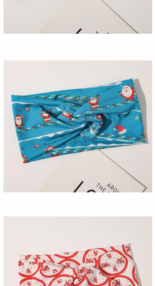 Fashion Christmas Headband-light Denim Blue Christmas Snowman Print Cross Wide Brim Headband,Hair Ribbons