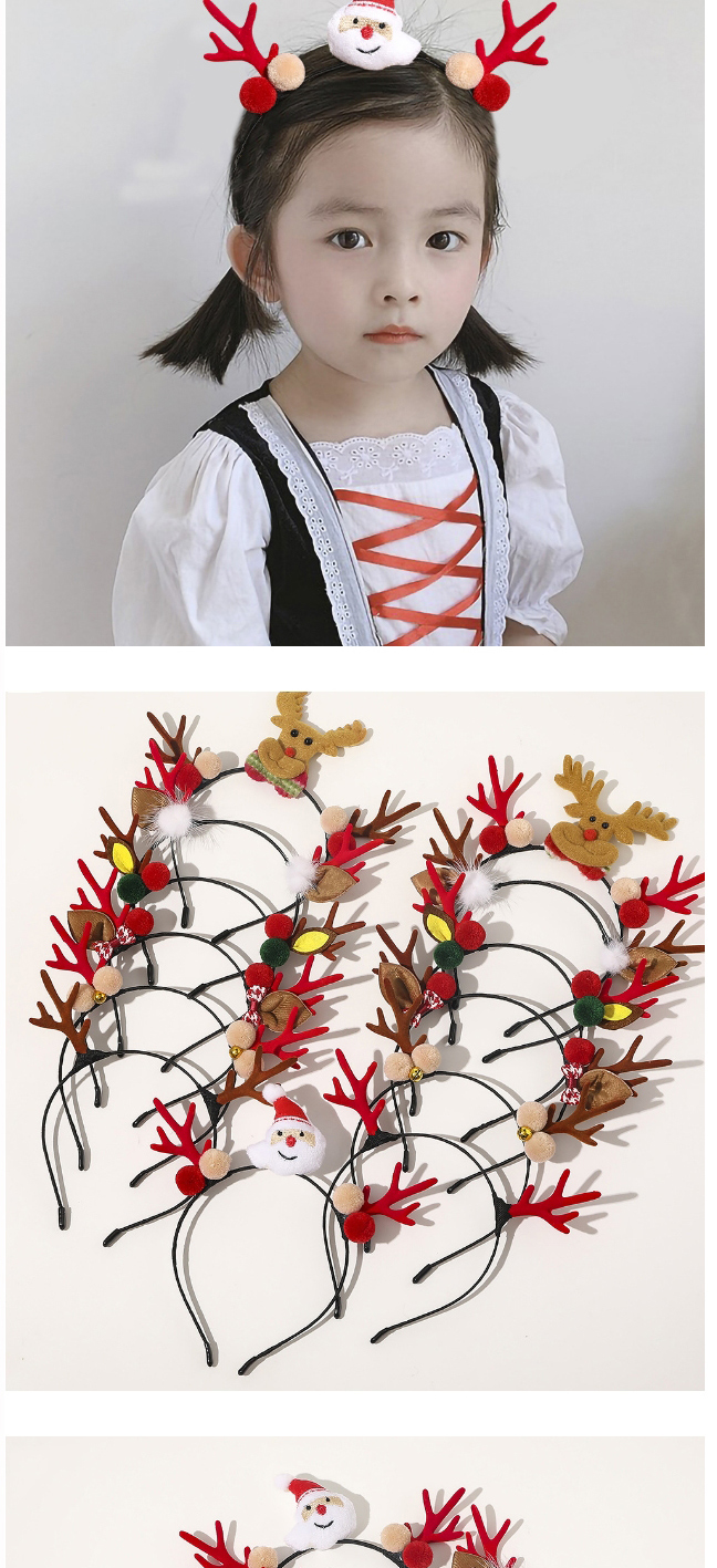 Fashion Christmas Antlers Headband-elk Red Christmas Fur Ball Bells Elk Snowman Acrylic Headband,Head Band