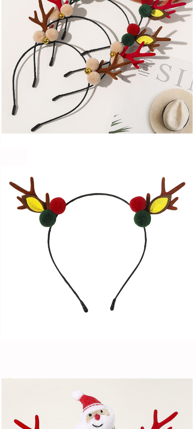Fashion Christmas Antlers Headband-red Green Hair Ball Red Christmas Fur Ball Bells Elk Snowman Acrylic Headband,Head Band