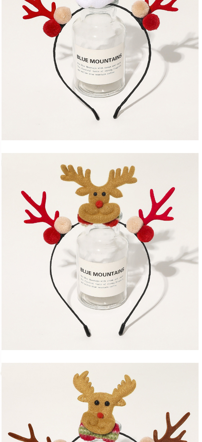 Fashion Christmas Antlers Headband-elk Coffee Christmas Fur Ball Bells Elk Snowman Acrylic Headband,Head Band