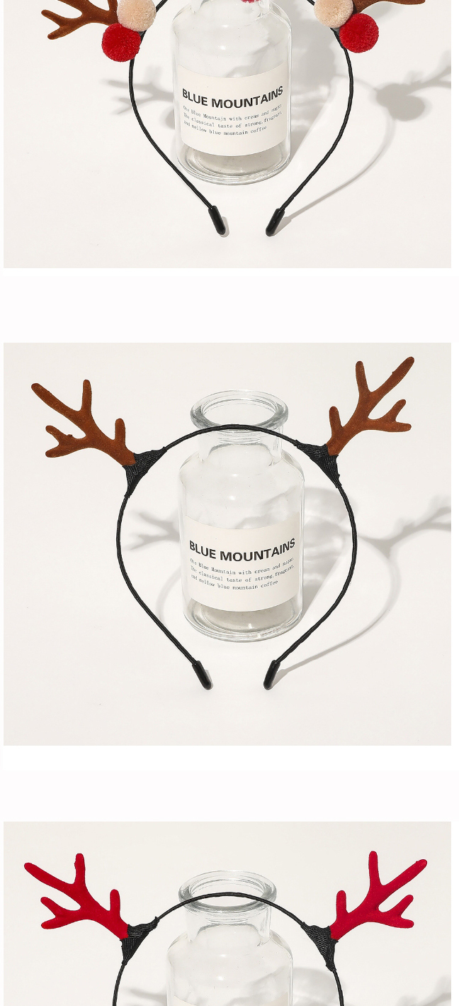 Fashion Christmas Antlers Headband-antlers Brown Christmas Fur Ball Bells Elk Snowman Acrylic Headband,Head Band