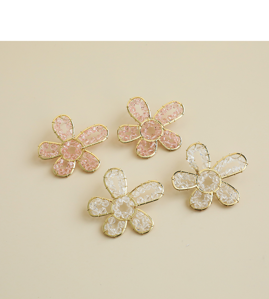 Fashion White Alloy Resin Transparent Beads Flowers,Stud Earrings