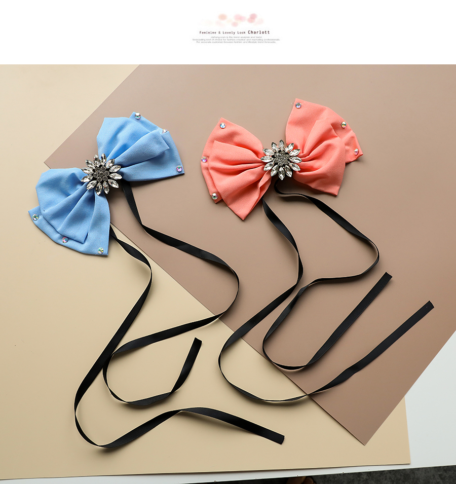 Fashion Khaki Fabric Printed Diamond Flower Bow Tie Brooch,Korean Brooches