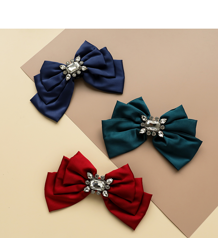Fashion Pink Fabric Printed Diamond Flower Bow Tie Brooch,Korean Brooches