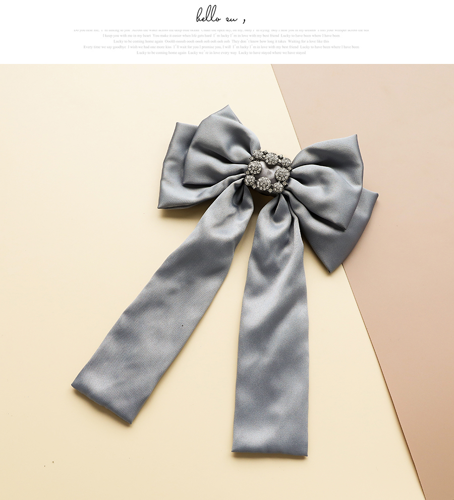 Fashion Gray Fabric Bow Tie Brooch With Diamonds,Korean Brooches