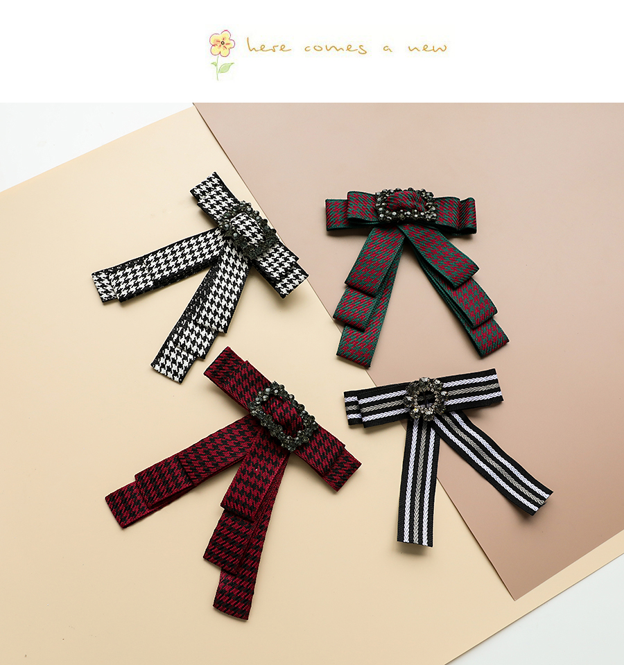 Fashion Pink Fabric Diamond Octagonal Bow Tie Brooch,Korean Brooches