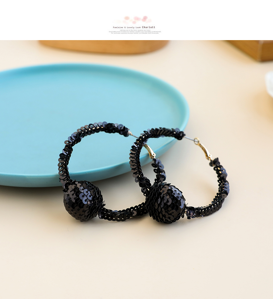 Fashion Navy Blue Non-woven Rice Beads Round Earrings,Stud Earrings